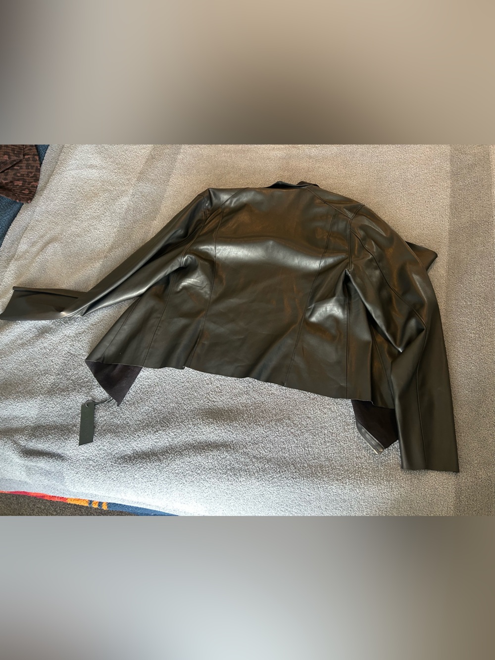 Blank NYC Black Leather & Suede Panel Asymmetric Zip Jacket - Picture 7 of 8